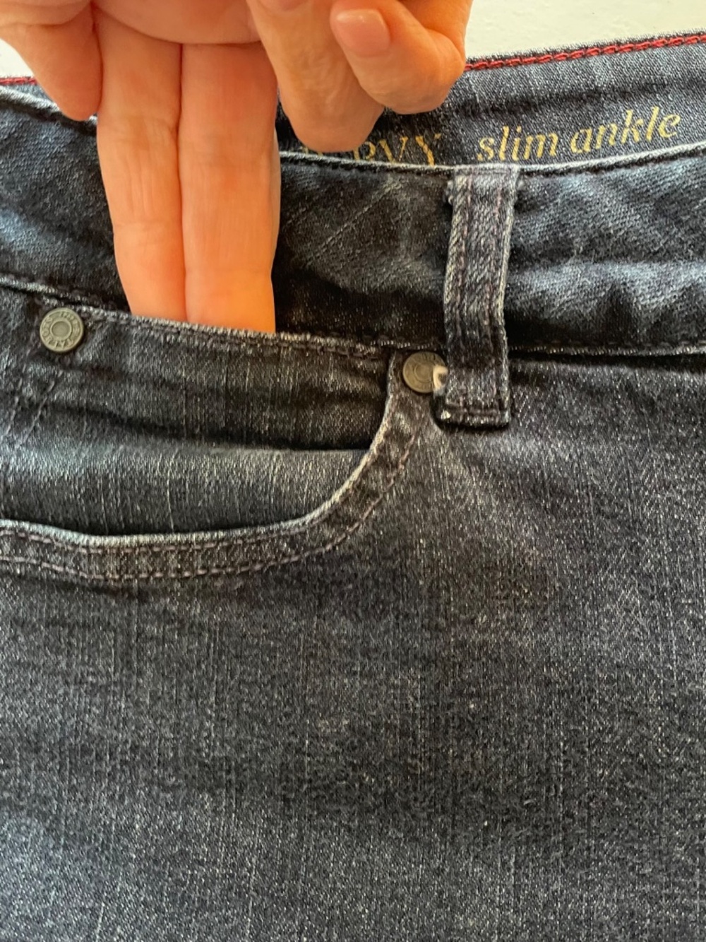 Talbots CURVY Slim Ankle Jeans Medium/Dark Wash Blue Denim Size 14 (Curvy) - Picture 2 of 10